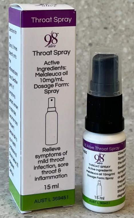 98 Alive THROAT SPRAY and IMMUNE SUPPORT CAPSULES combo pack